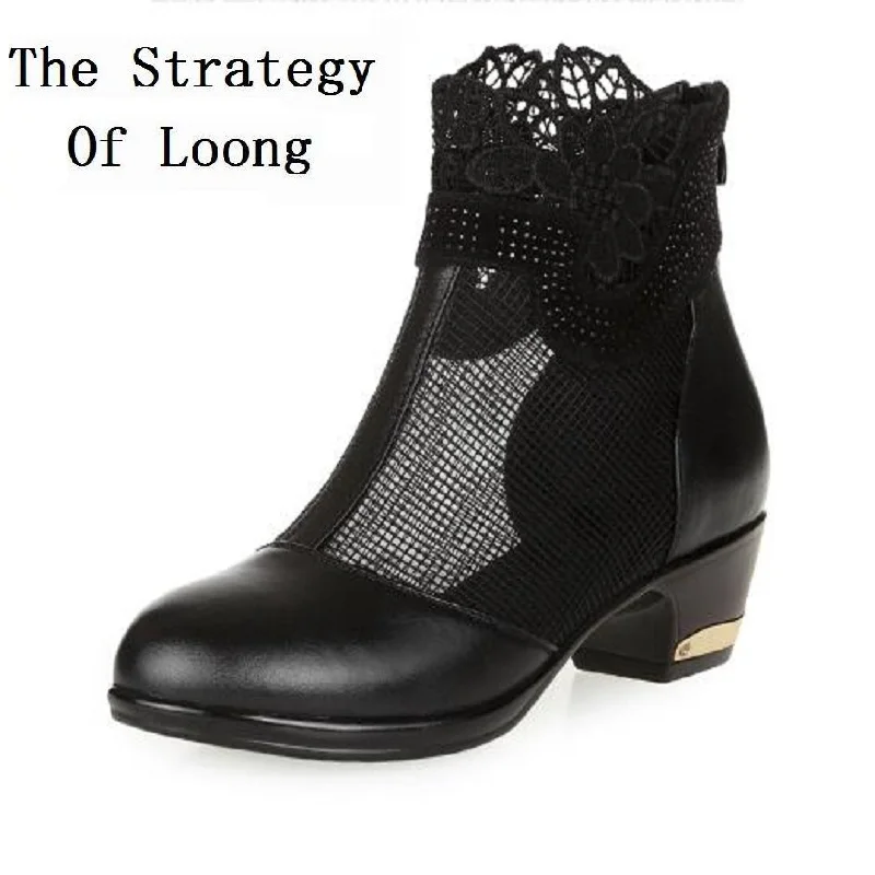 Женские летние сандалии из натуральной кожи с кружевом и перламутром|boots ladies|ankle