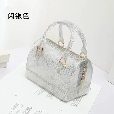 Flash Silver Новинка, силиконовая летняя милая сумка для конфет, желе, Женская Повседневная Сумка-тоут, женская сумка через плечо, пляжные сумки, сумка для девушек - Цвет: Flash Silver