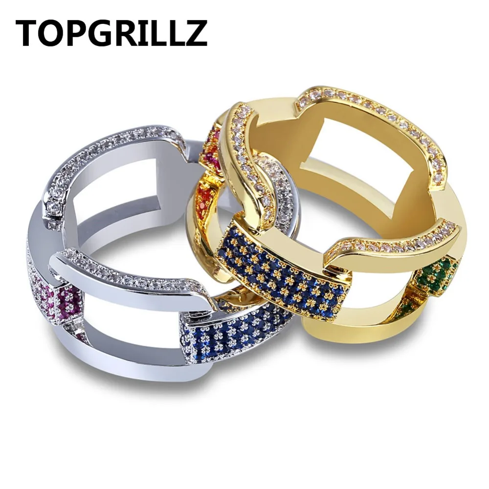 Мужское кольцо с кубинской цепью TOPGRILLZ украшение в стиле хип хоп кубический
