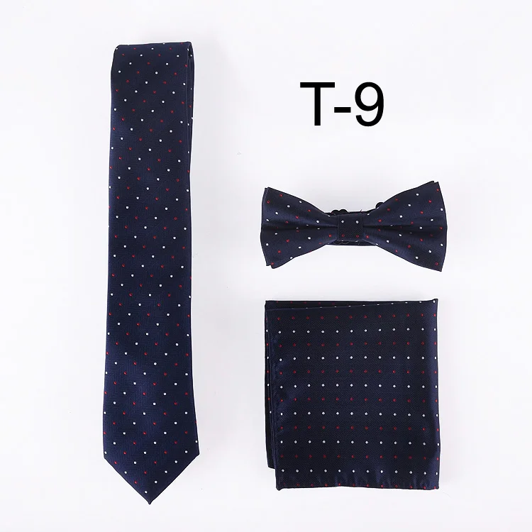 

2017 Hot Unique Designer Tie Skinny Stylish Dot Necktie Set High Quality Classic Handkerchief with lovely Bow Tie For Husband