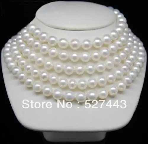 

Wholesale free shipping >>100" AAAA genuine 8-9mm white pearl necklace