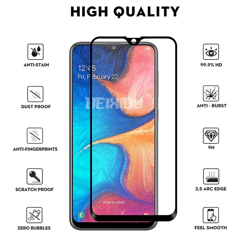 Закаленное стекло для samsung Galaxy A20 протектор экрана 9H полное покрытие закаленное