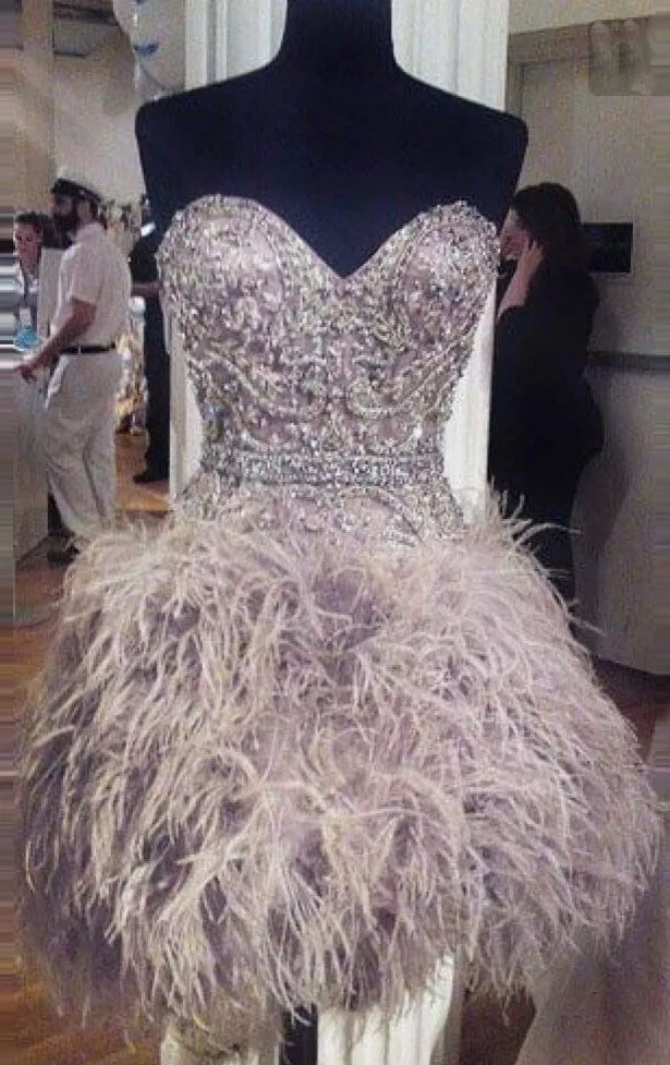 Великолепное вечернее платье; vestido De festa; короткие торжественные платья с перьями; платья для выпускного вечера с длинными рукавами - Цвет: picture color