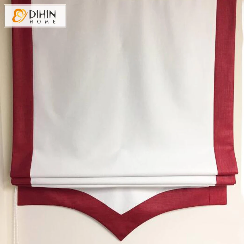 Modern Custom Roman Shades With Red Strips Light Filter / Full Blackout Shade Easy Install Window Curtains | Дом и сад