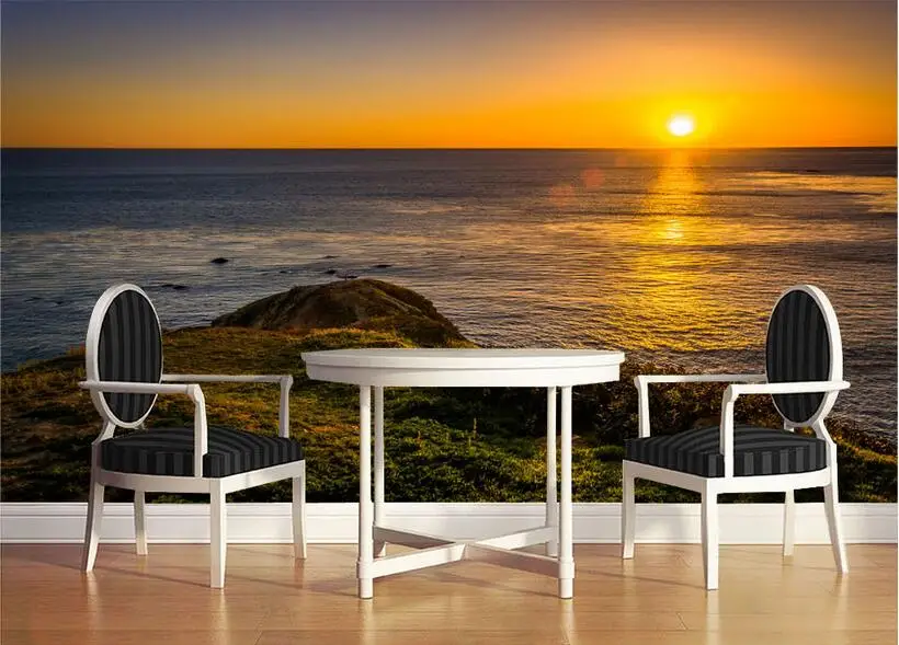 3D-обои на заказ фотообои с изображением восхода море живопись для гостиной