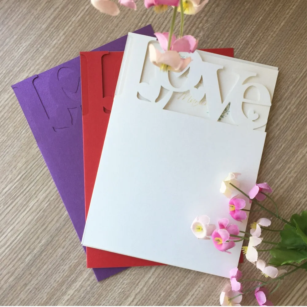 

100pcs Hot Laser Cut Chic Wedding Invitations Card Party Supplies Personalized Greeting Blessing Card