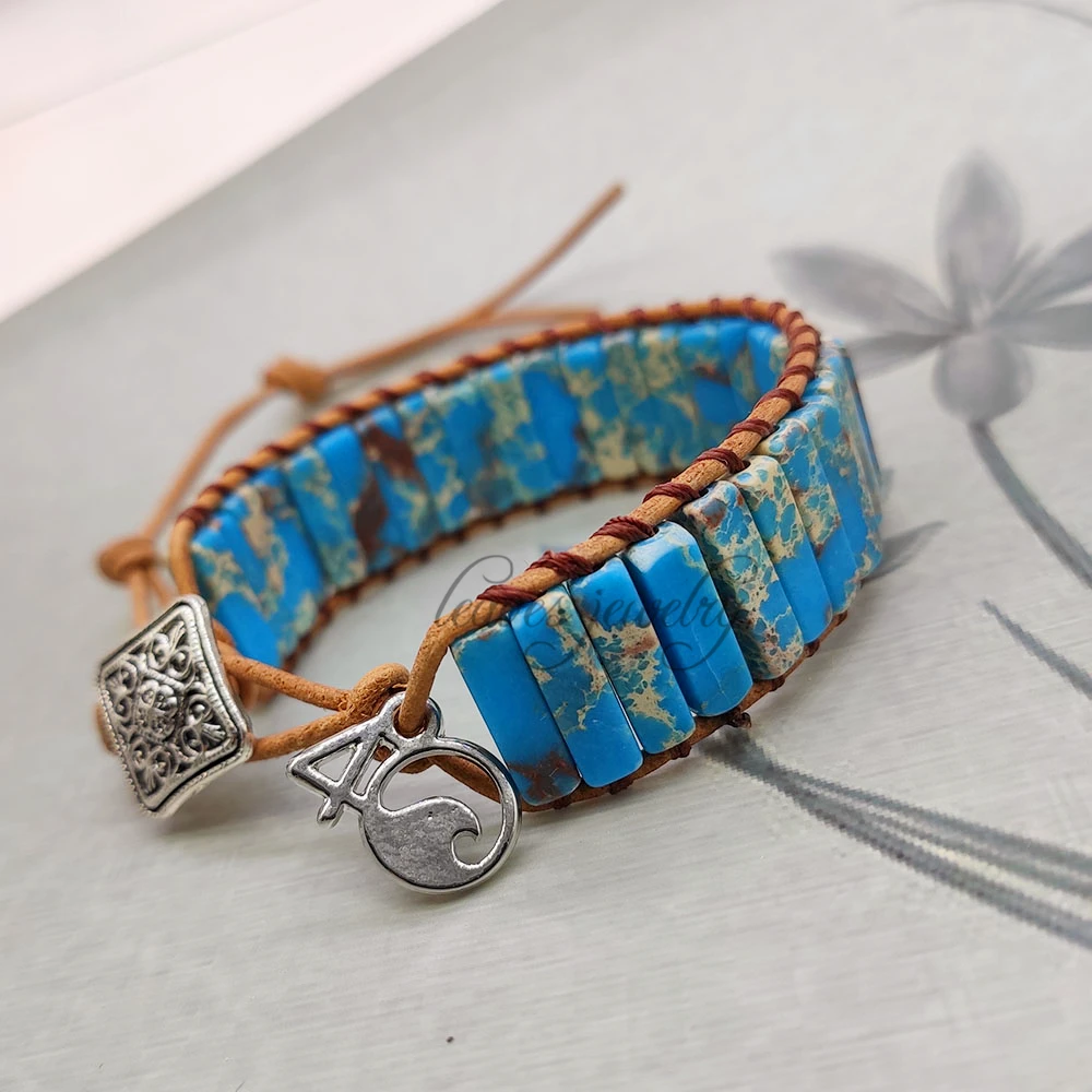 handmade dropshipping boho wrap bracelet for women Leather rope Natural stone Fancy | Украшения и аксессуары