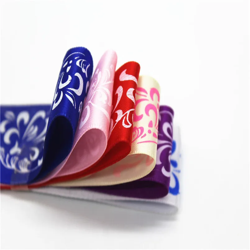 2.5cmx50Yard Blue And White Porcelain Printing Ribbon Fabric Wedding Party Supplie Handmade Satin Belt Hair Accessories | Дом и сад
