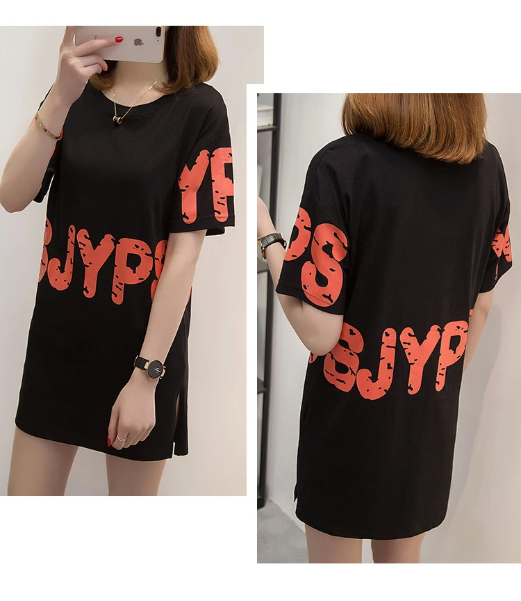 xl - 5xl female new plus size summer wear women black casual letter printed loose t-shirts o29 | Женская одежда
