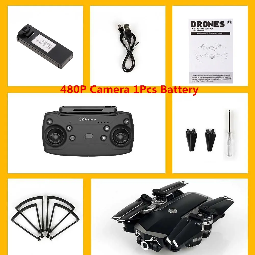 480P 1 battery Дроны HD аэрофотосъемка 120 ° широкоугольная камера Квадрокоптер FPV селфи Дрон давление воздуха фиксированная высота RC вертолеты игрушки - Цвет: 480P 1 battery