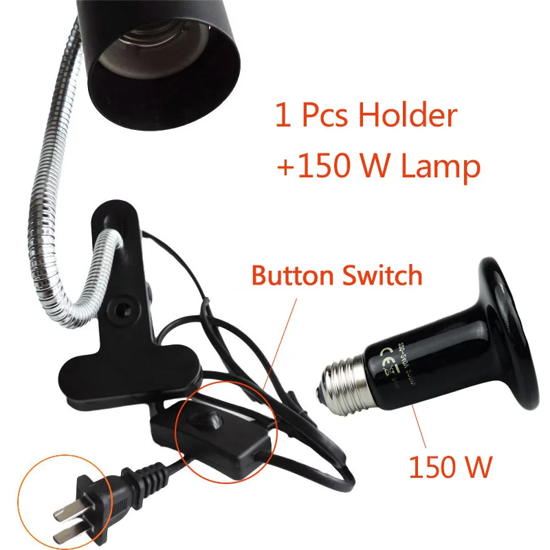 1P Holder 150W Lamp Керамическая лампа с держателем 25-200 Вт+ E27 лампа основа курица маленькое животное цыпленок черепаха инфракрасный нагреватель 220-240 в инструмент контроля температуры - Цвет: 1P Holder 150W Lamp