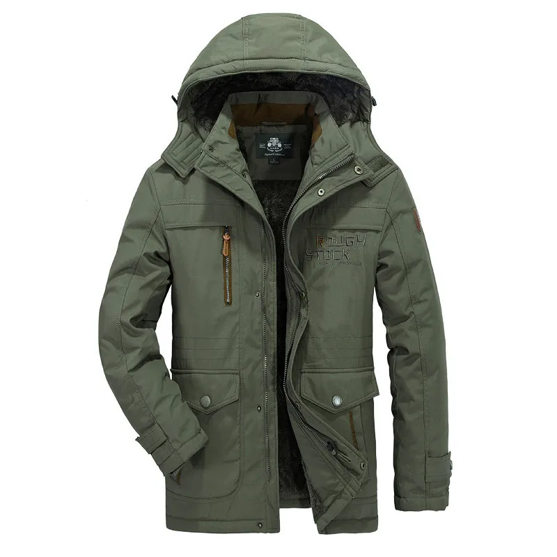 army green 40 градусов новые мужские холодные зимние куртки мужские s бренд плюс бархат с капюшоном мягкие мужские повседневные теплые флисовые парки Пальто H8K138 - Цвет: army green
