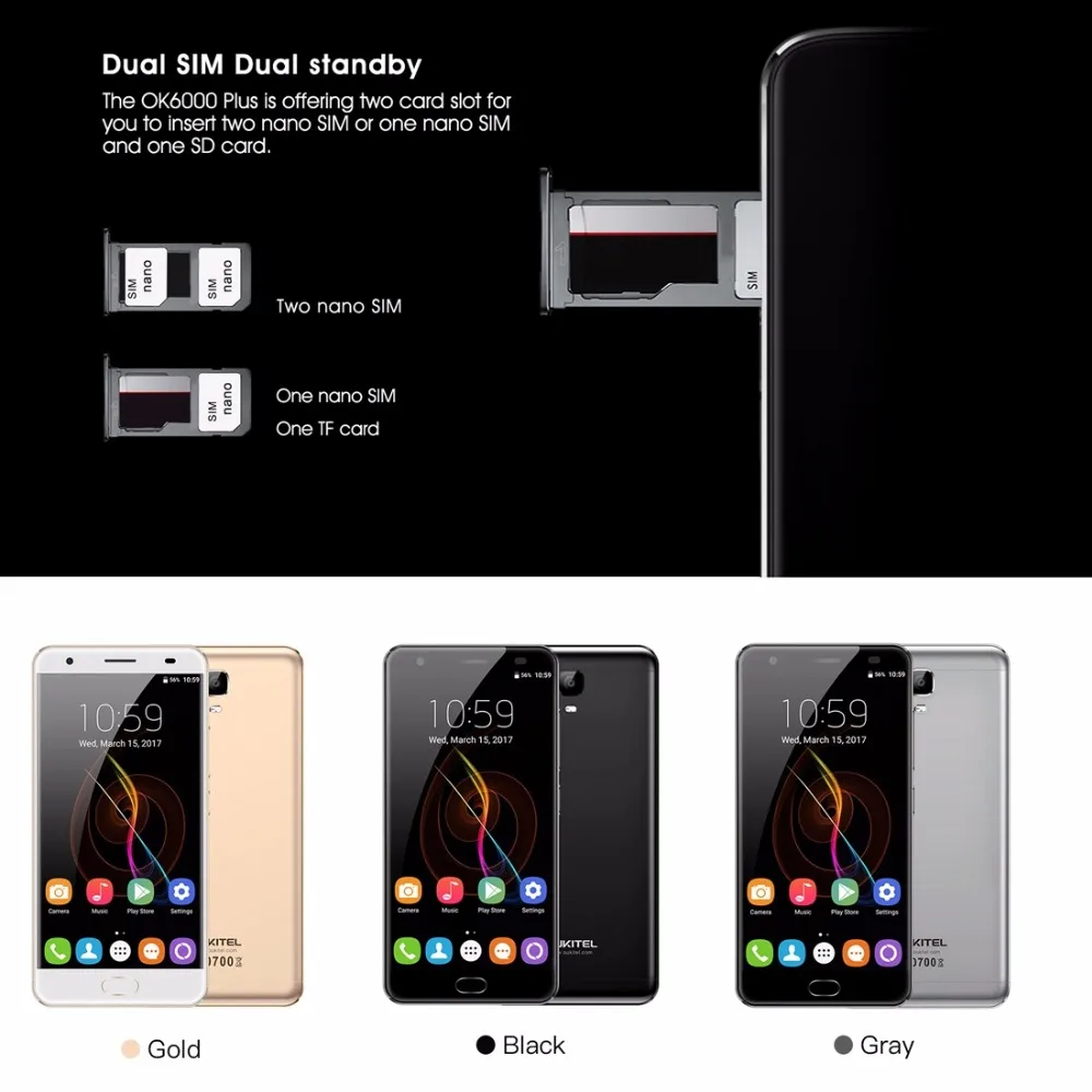 США Версия OUKITEL K6000 плюс телефона 64 Гб Встроенная память 4 Оперативная 5 ''Android 7 0