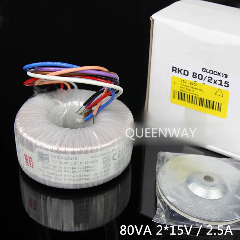

T-010 2*15V 80VA 80W Block New Toroidal Transformer