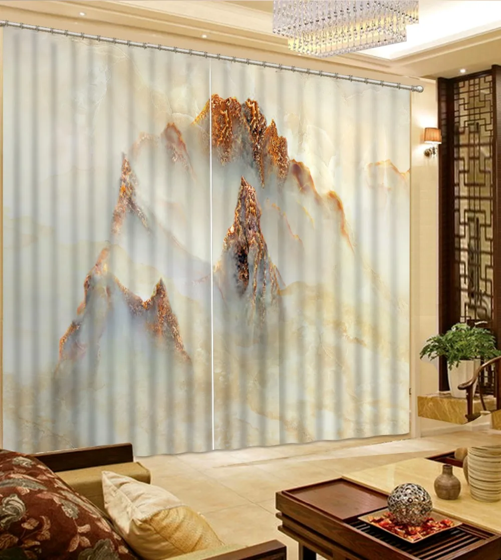 

High quality custom 3d curtain fabric mountain curtains