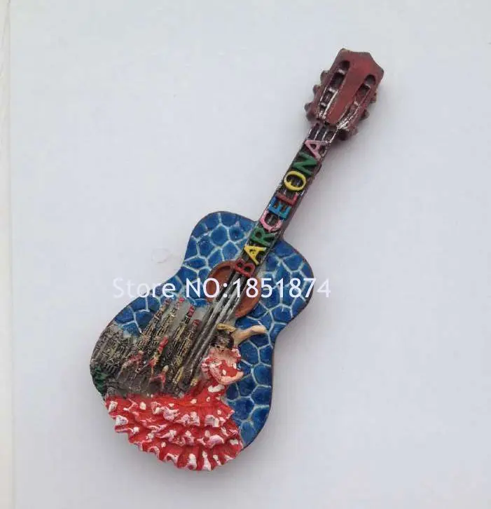 Barcelona Gecko Guitar Building 3D Resin Fridge Magnets Spain Tourism Souvenirs Collection Refrigerator Magnetic Stickers | Дом и сад