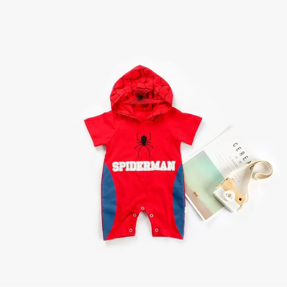 Spiderman Детская одежда Ropa Bebe/комбинезоны для новорожденных Костюм с шапкой в виде животного хлопковая одежда для маленьких девочек и мальчиков Одежда С Рисунком Тигра, медведя, утки, Комбинезоны - Цвет: Spiderman