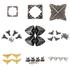 4 шт.лот антикварная шкатулка для украшений угловая ножка Деревянный чехол Угловой протектор бронзовый тон Цветочный узор резные изделия из металла