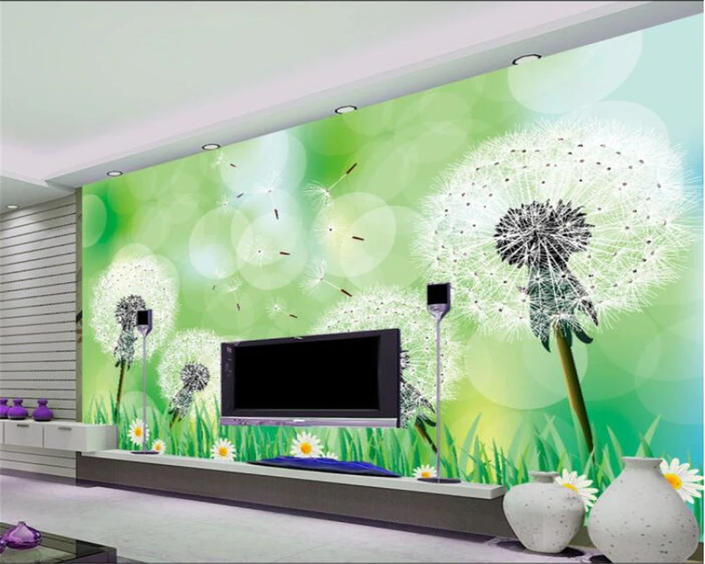 Modern Home Background Decorative 3D Wallpaper Simple Dream Dandelion TV Wall Painting Photo wallpaper Beibehang | Обустройство дома