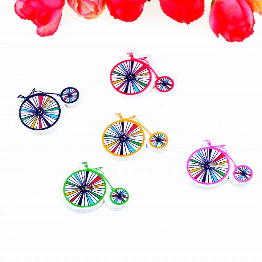 100 шт. Случайный Смешанный Цвет Деревянные Кнопки 2 Отверстия Велосипед Швейные