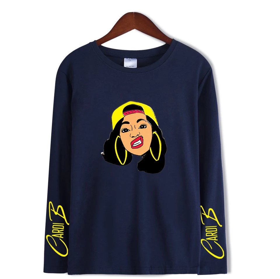 Cardi B стильная мягкая женская футболка с круглым воротником популярный классный