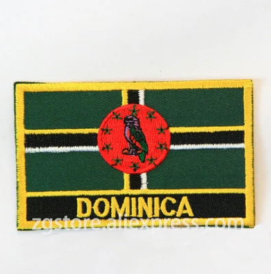 

Embroidery Patches National flag Dominica Flag Patches Iron on 8.0x5.0cm Custom Patches