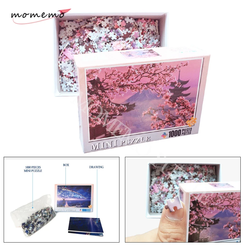 

MOMEMO Сакура для взрослых головоломки 1000 шт. пейзаж Пазлы для взрослых деревянные головоломки для сборки детские развивающие игрушки подарки