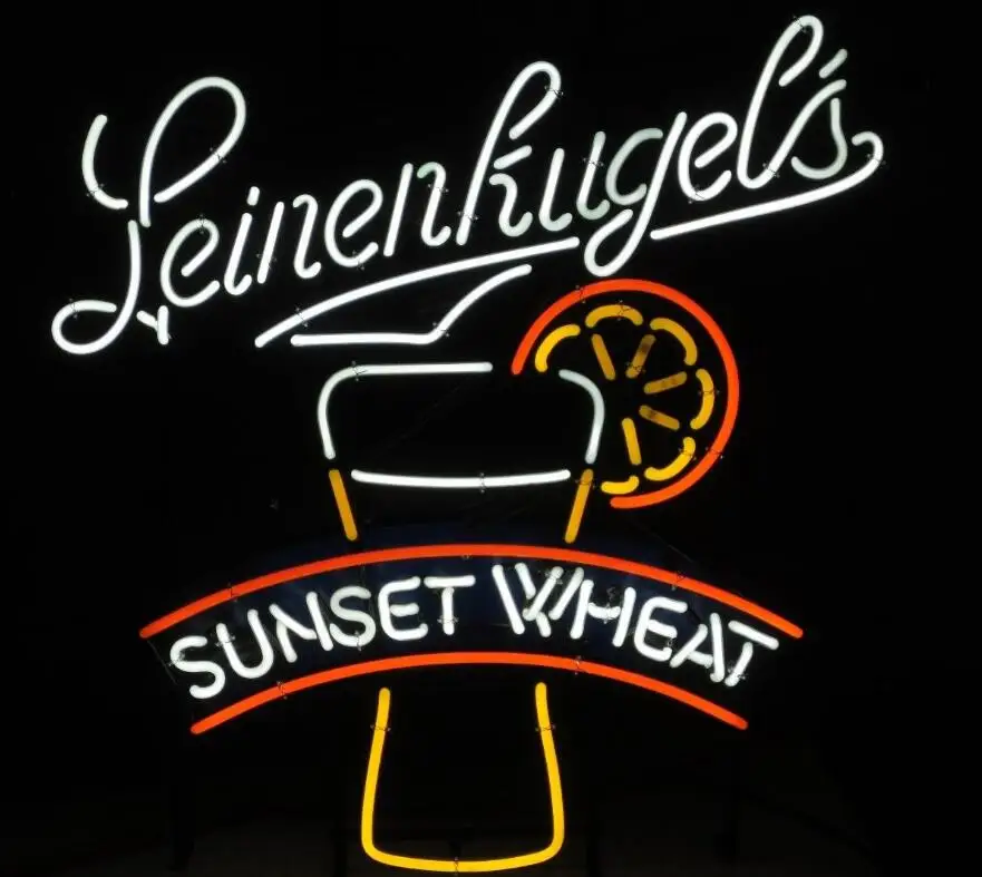 

LEINENKUGEL'S SUNSET WHEAT Glass Neon Light Sign Beer Bar