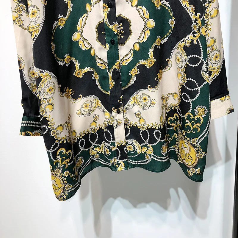 Blusas mujer de moda 2019 ретро свободная рубашка с принтом модная женская одежда цветная