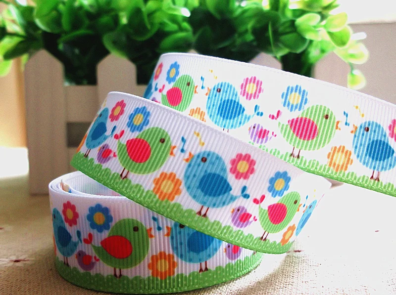 Новое поступление 2013 корсажная лента с принтом птиц 7/8 дюйма (22 мм) мультяшными