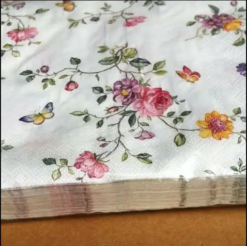 Ланч-бумага napkins-20pcs 33x33 см 2-слойные свежие Сельские Цветочные бумажные салфетки