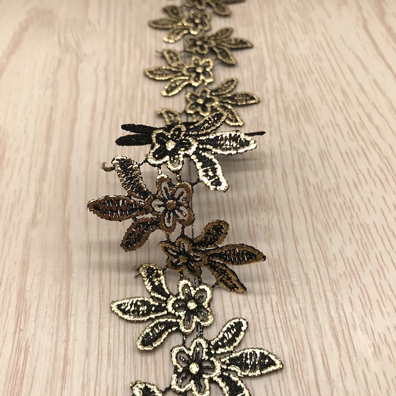 GXINUG 1 Yard 3.5CM Gold Victorian Antique Metallic Embroidered Flowers Lace Trim Wedding Vintage DIY Sewing Crafts | Дом и сад