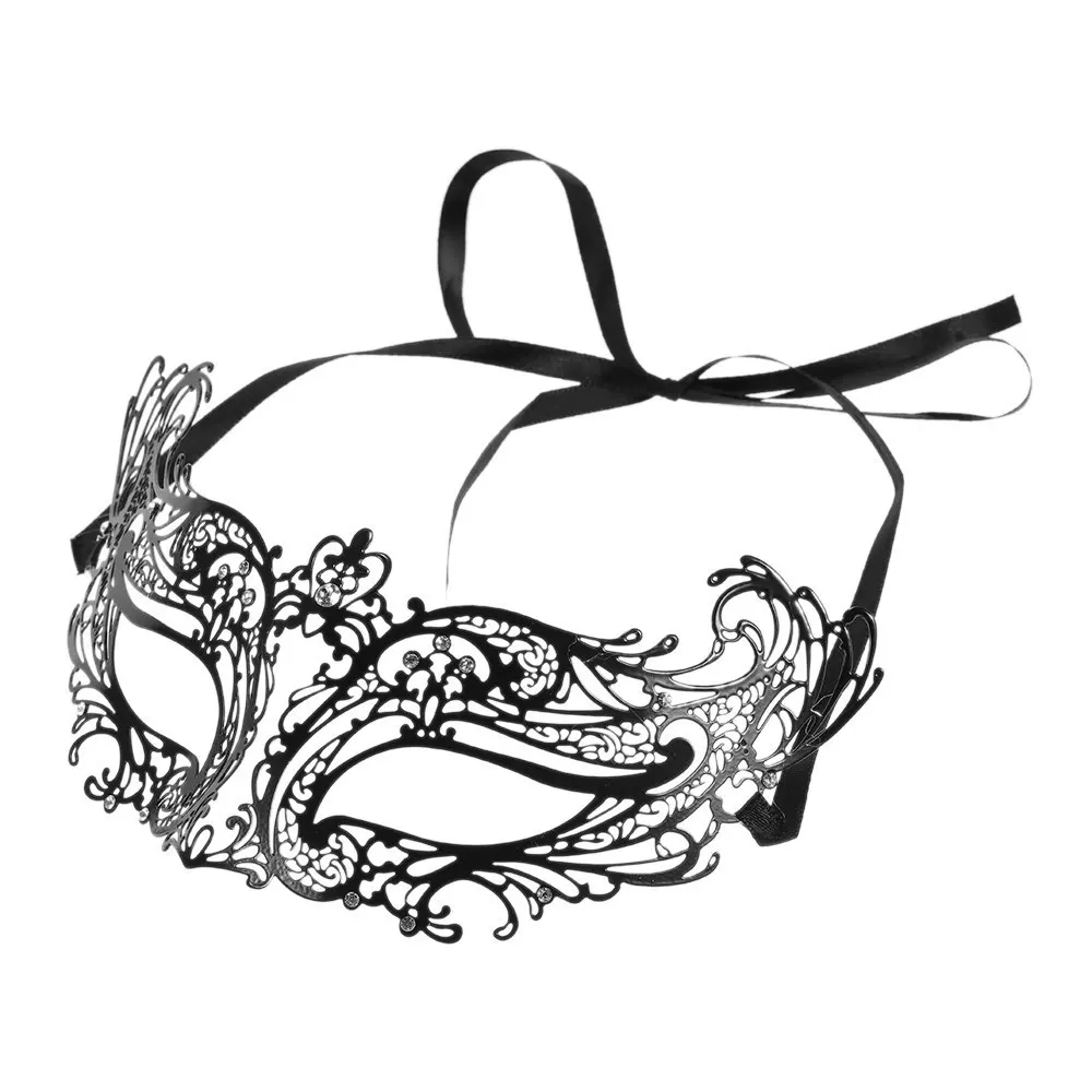 FESTNIGHT модная Синяя лазерная резка металлическая полумаска со стразами