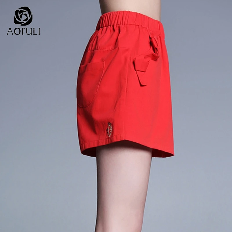 Женские свободные хлопковые шорты AOFULI L ~ XXXL 4XL с карманами и эластичными широкими