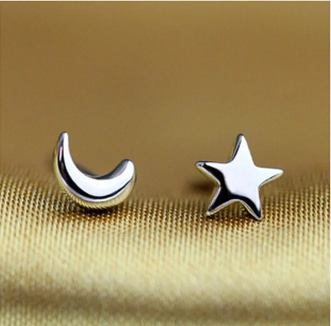 Bijoux романтические серебряные серьги с Луной и звездой для женщин девочек простые