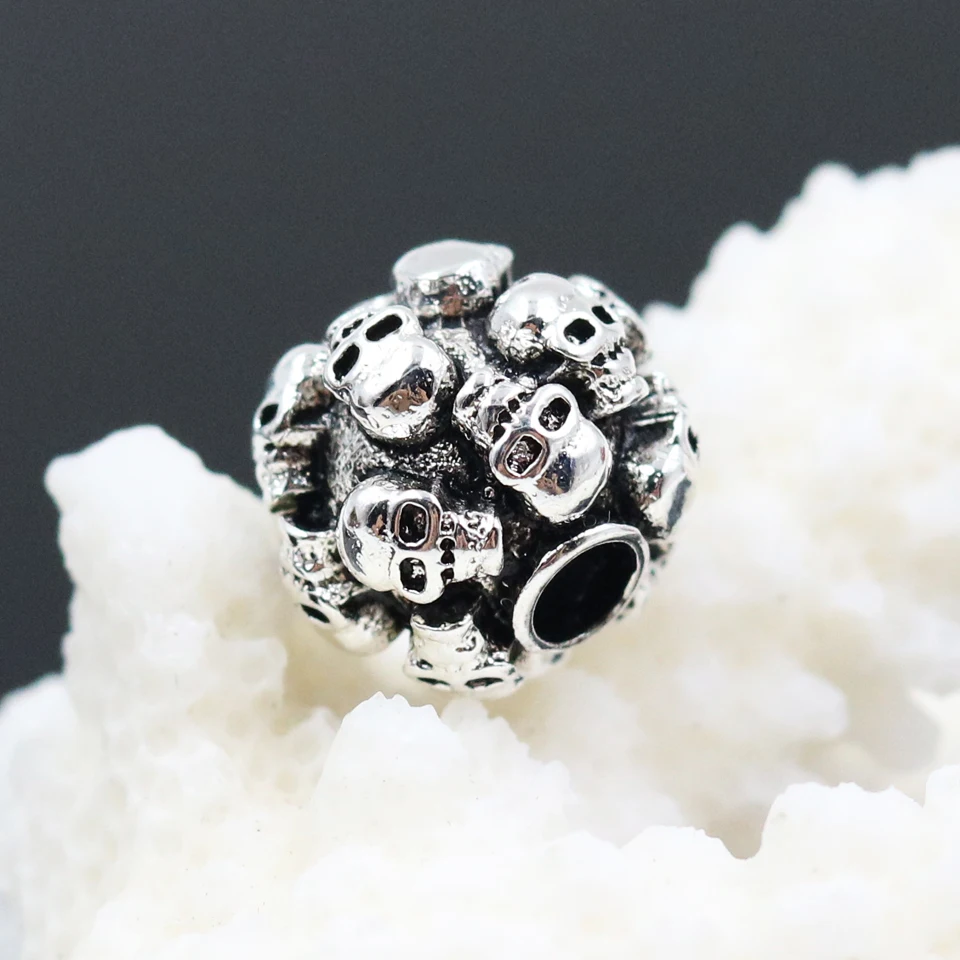 Серебряная бусина с черепом аксессуары для ювелирных изделий своими руками