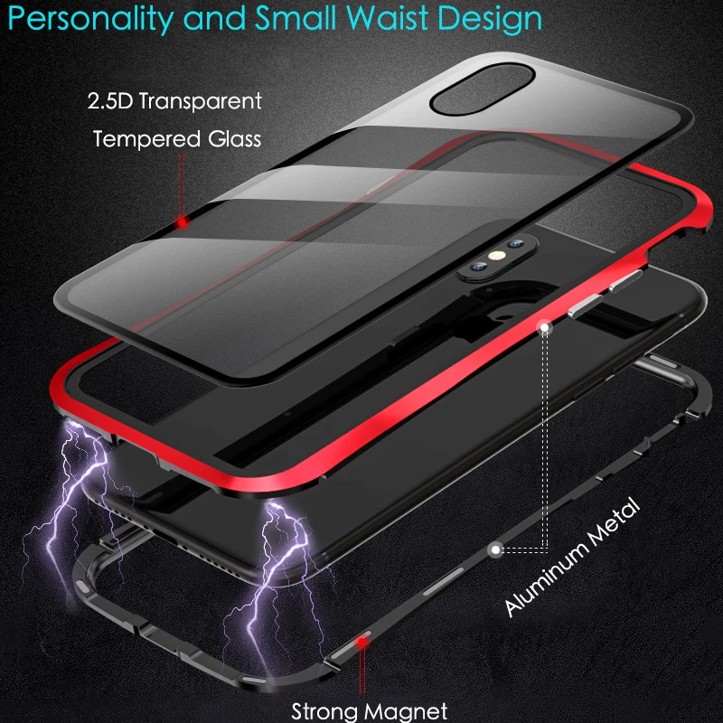 Для iPhone X XS MAX XR Магнитный адсорбционный чехол маленькая Талия Алюминиевый