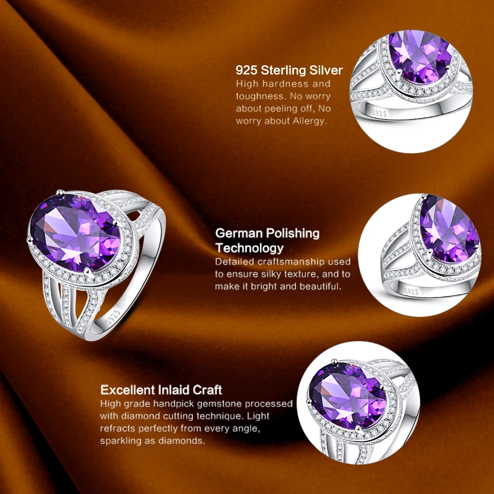 Jrose распродажа хит продаж 10.2ct фиолетовое кольцо твердое 100% Стерлинговое Серебро