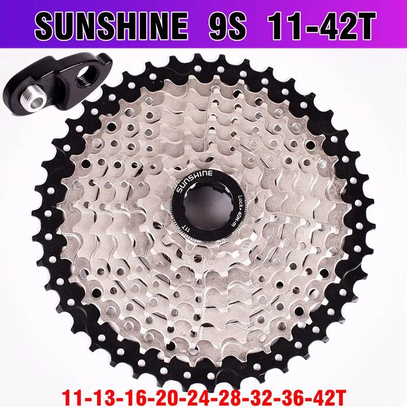 SUNSHINE MTB горный велосипед 9S кассета свободного хода 9 скоростей маховик шатун со звездами для велосипеда части с резьбой 11-32T36T40T42T50T - Цвет: 9S 42T BK Expansion