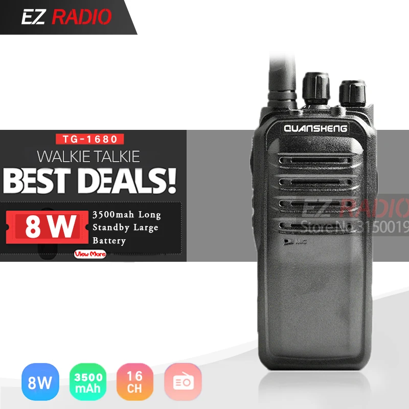 Портативная рация QuanSheng TG 1680 8W Дальность действия 10 км UHF400 470MHz профессиональная 16