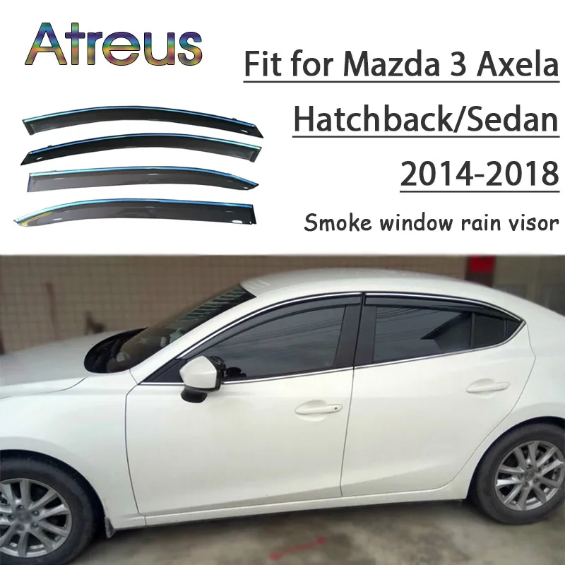 

Atreus 1 комплект дождевой дым, зеркальный козырек для Mazda 3 Axela хэтчбек/седан 2014 2015 2016 2017 2018, аксессуары