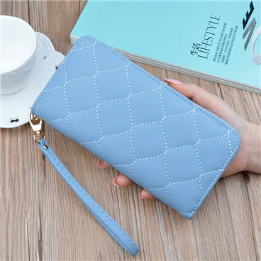 light blue Женский кошелек, красный/синий/розовый/черный, Длинный кошелек для женщин, кожзам, кредитница/ID, держатель для карт, кошелек, мода, тонкий женский клатч - Цвет: light blue