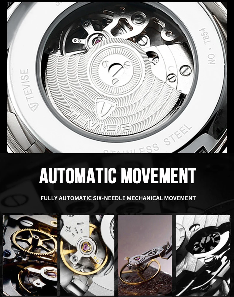Tevise Mens Top Brand Luxury Fashion Men Business Mechanical Watches Automatic Watch Waterproof Male Clock Relogio Masculino