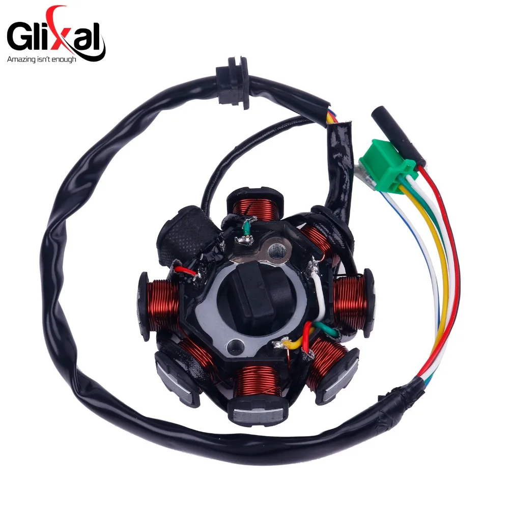 Glixal 8 Катушка Магнето генератор Статор для GY6 125cc 150cc 152QMI 157QMJ китайский скутер