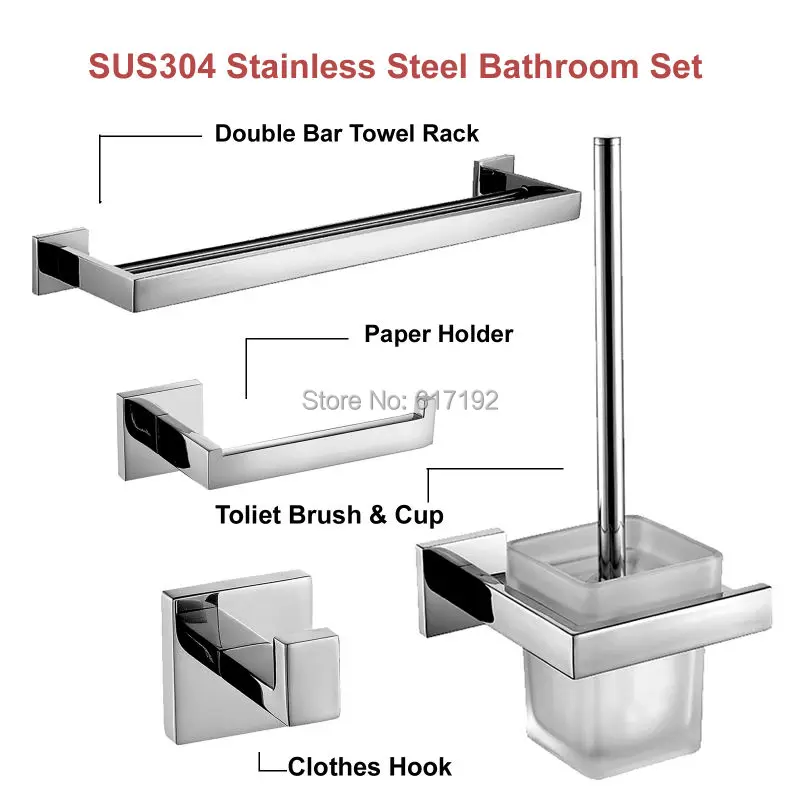 Зеркальный полированный SUS304 набор аксессуаров для ванной из нержавеющей стали