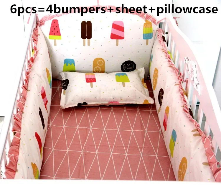 

6/7/9pcs Cotton Baby Bedding Set Cartoon artículos de bebe Crib Bedding Detachable Cot Quilt,120*60/120*70cm