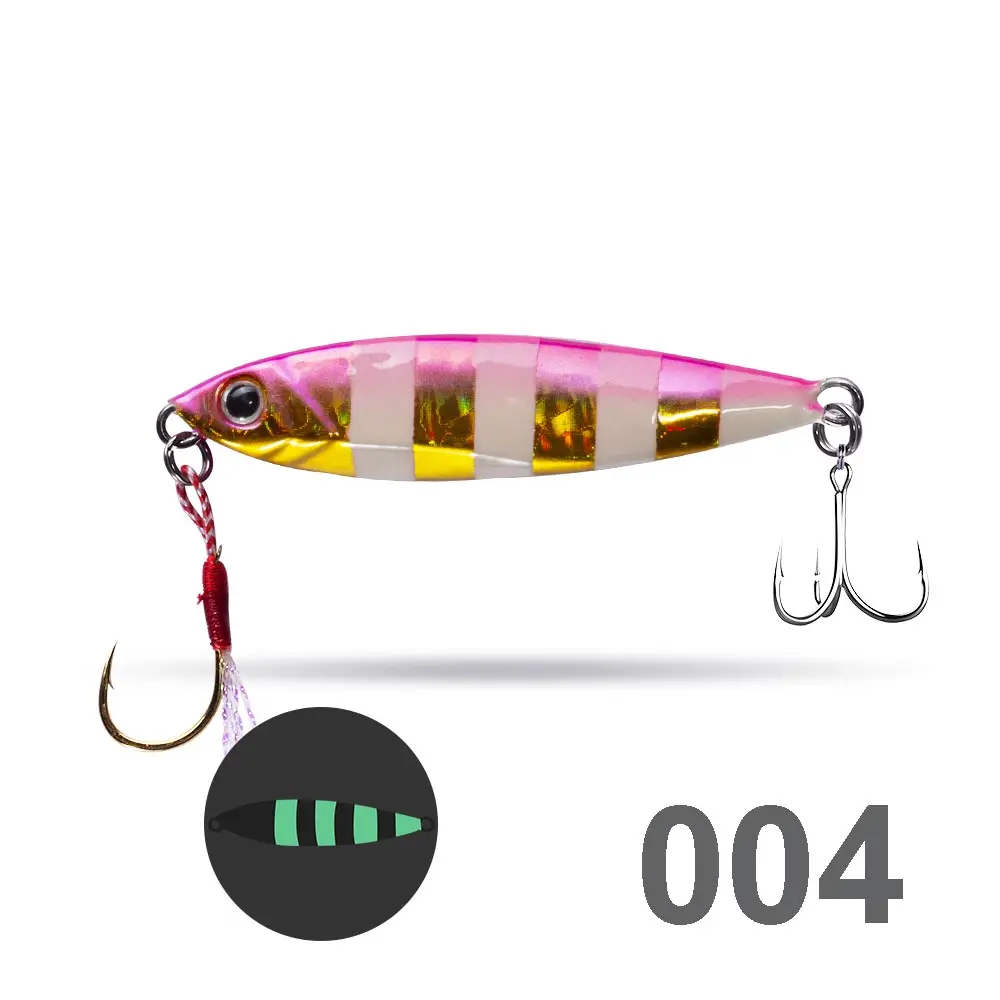 004 Hunthouse metal jig fishing lure slow jigging lead jig bait for trolling fishing 28g 63mm CAST SLIM with PE line hook - Цвет: 004