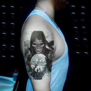 Водостойкая временная татуировка наклейка череп голова Луна поддельные татуировки наклейки флэш-тату tatouage temporaire для девочек женщин мужчин