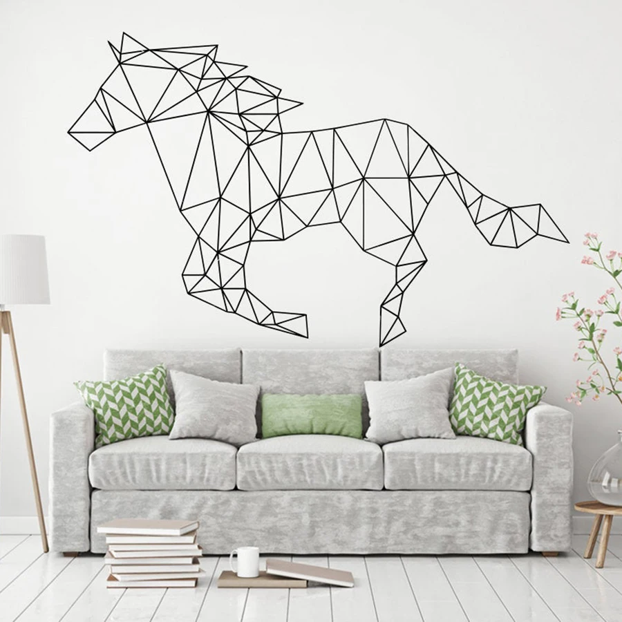 

living room Abstract Polygonal vinyl wall decal Animal Horse Geometric Art Wall stickers room decoration Murals Home Decor G788