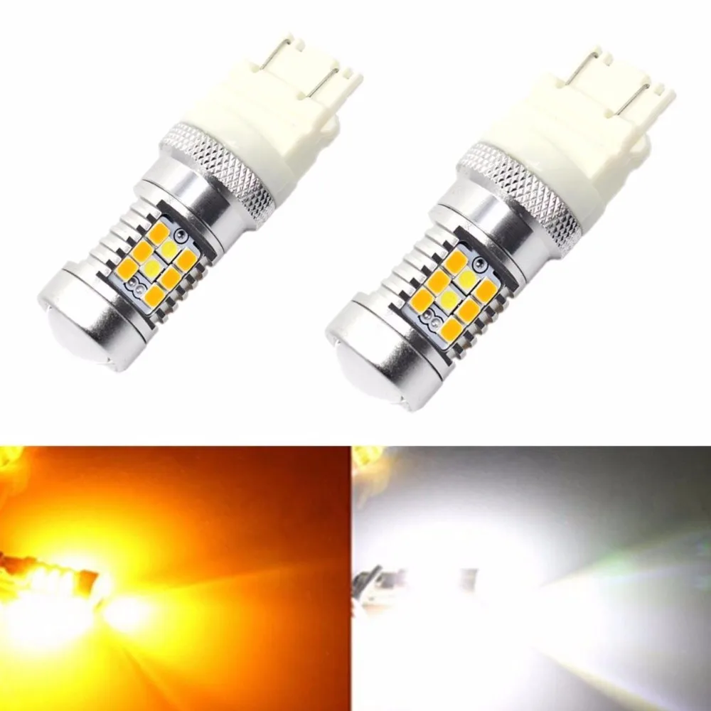 

3157 Standard SRCK CK Socket 4157NA Dual Color White Amber LED Switchback Extremely Super Bright High Power PX 28-SMD LED Bulbs